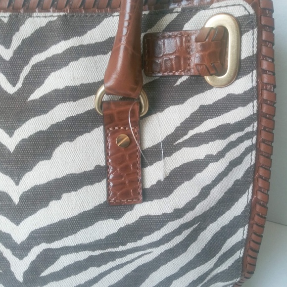 Michael Kors "Hamilton" Zebra Print Canvas & Leather Trim Tote - Picture 12 of 16